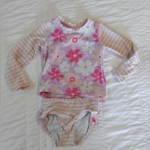 Girl's Long Sleeve Ruffle Butts Swim Set